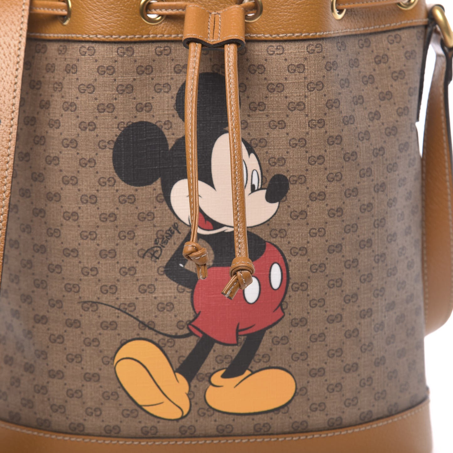 X DISNEY Mini Vintage GG Supreme Monogram Bucket Bag Beige Vintage Sun Oil