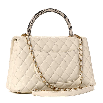 Chanel Caviar Elaphe Quilted Small Coco Handle Flap Ivory 3 of 15