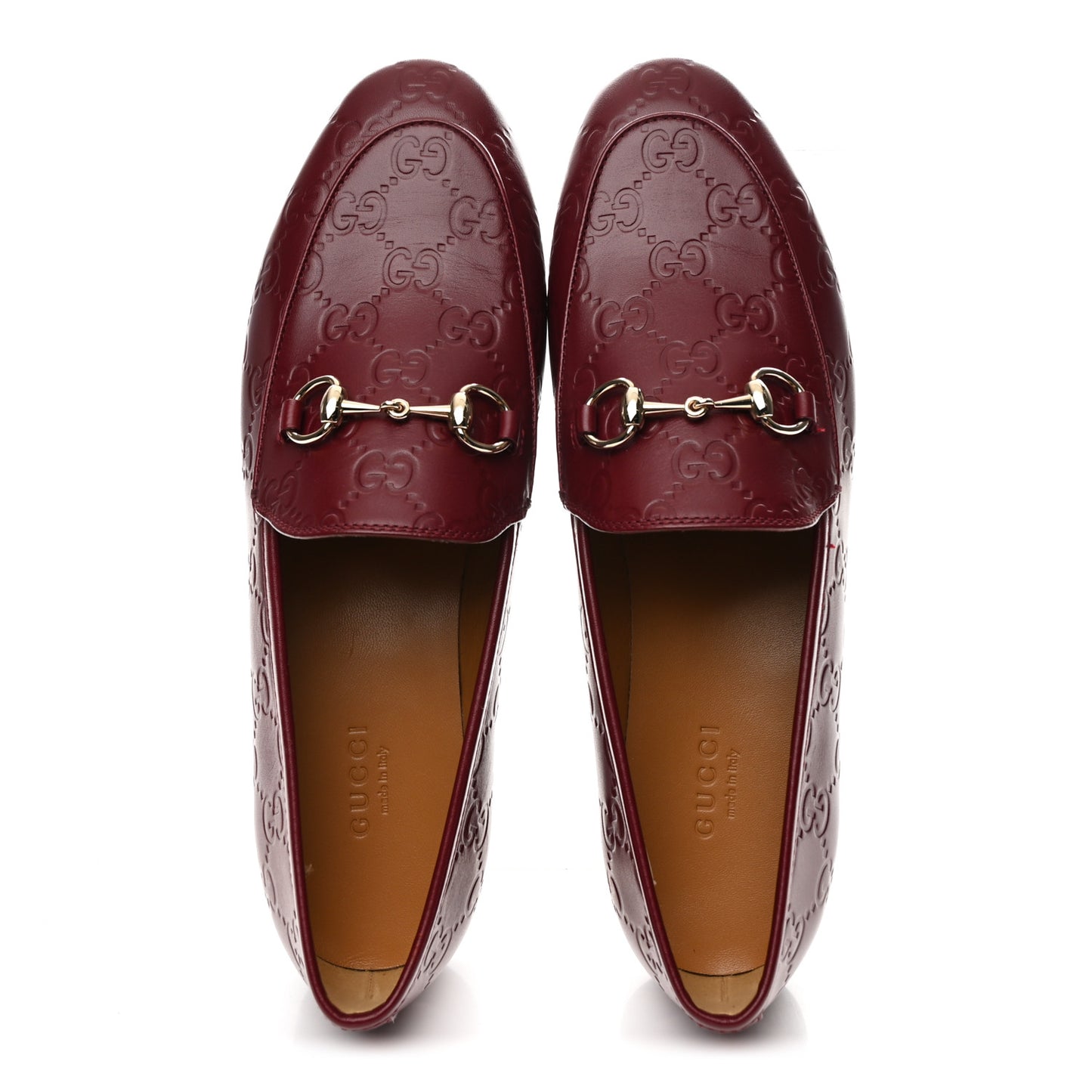 Betis Glamour Calfskin Guccissima Womens Jordaan Loafers 37.5 Rosso Ancora
