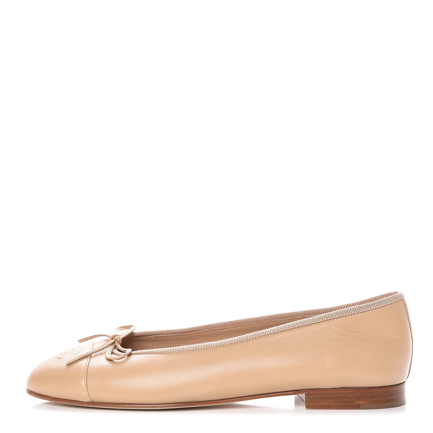 Chanel Lambskin Cap Toe CC Ballerina Flats 39 Beige 1 of 10