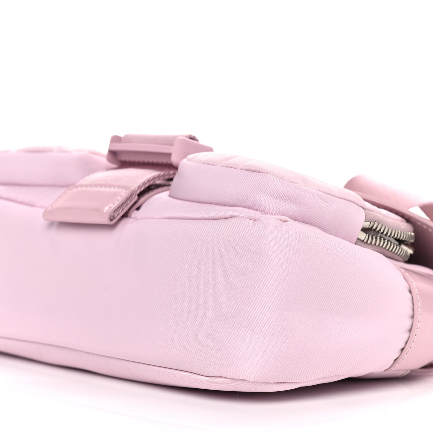 Re-Nylon Spazzolato Double Pocket Buckle Shoulder Bag Alabastro