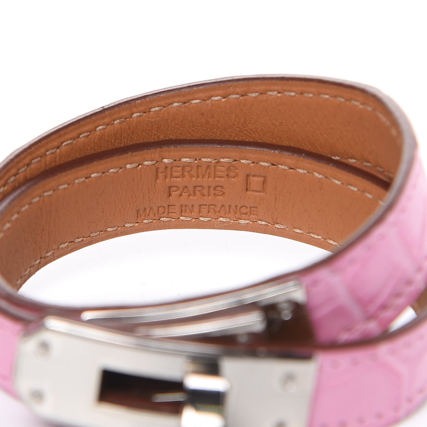 Matte Alligator Kelly Double Tour Bracelet T2 5P Pink