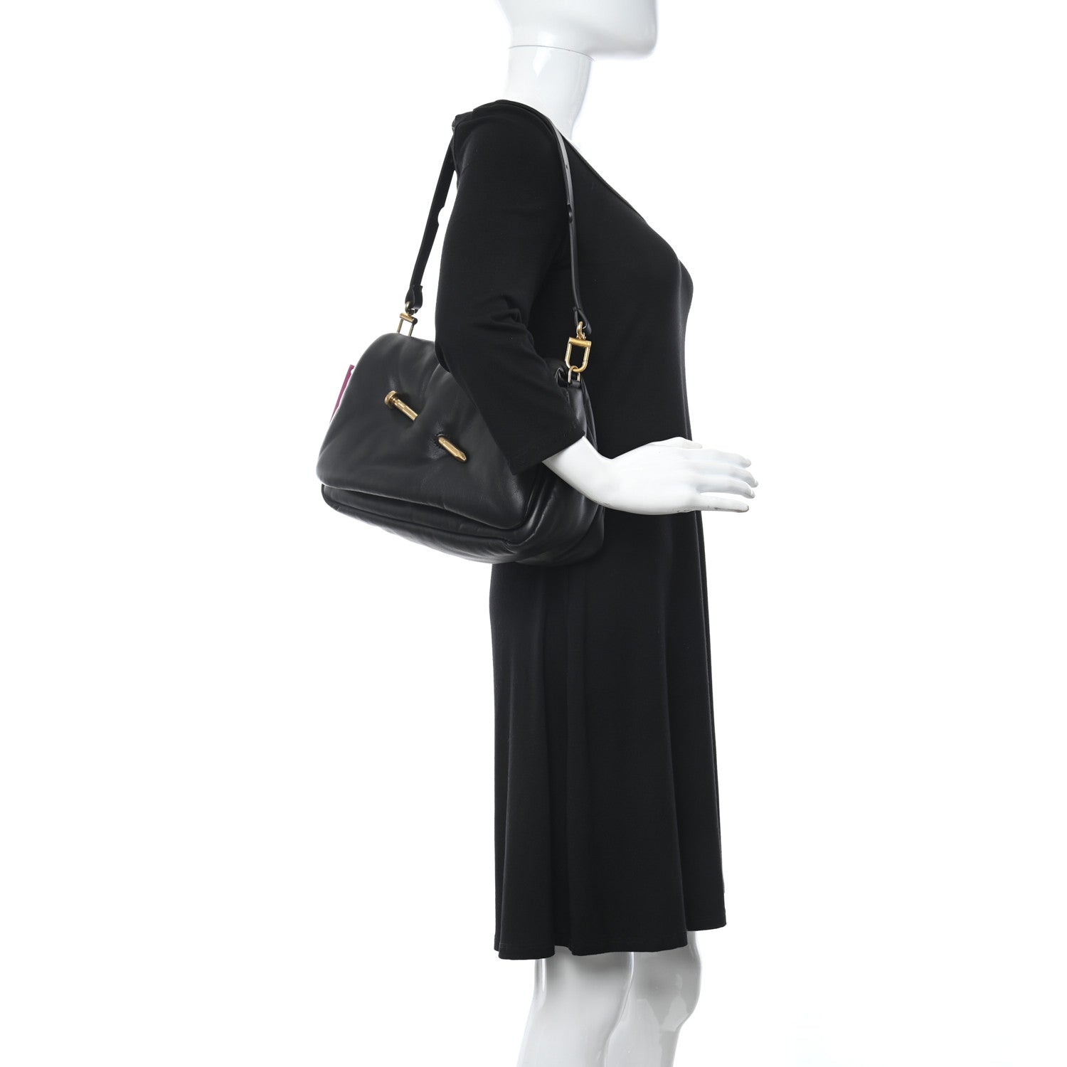Off-White Calfskin Slouchy Nailed Clutch Black 2 of 12