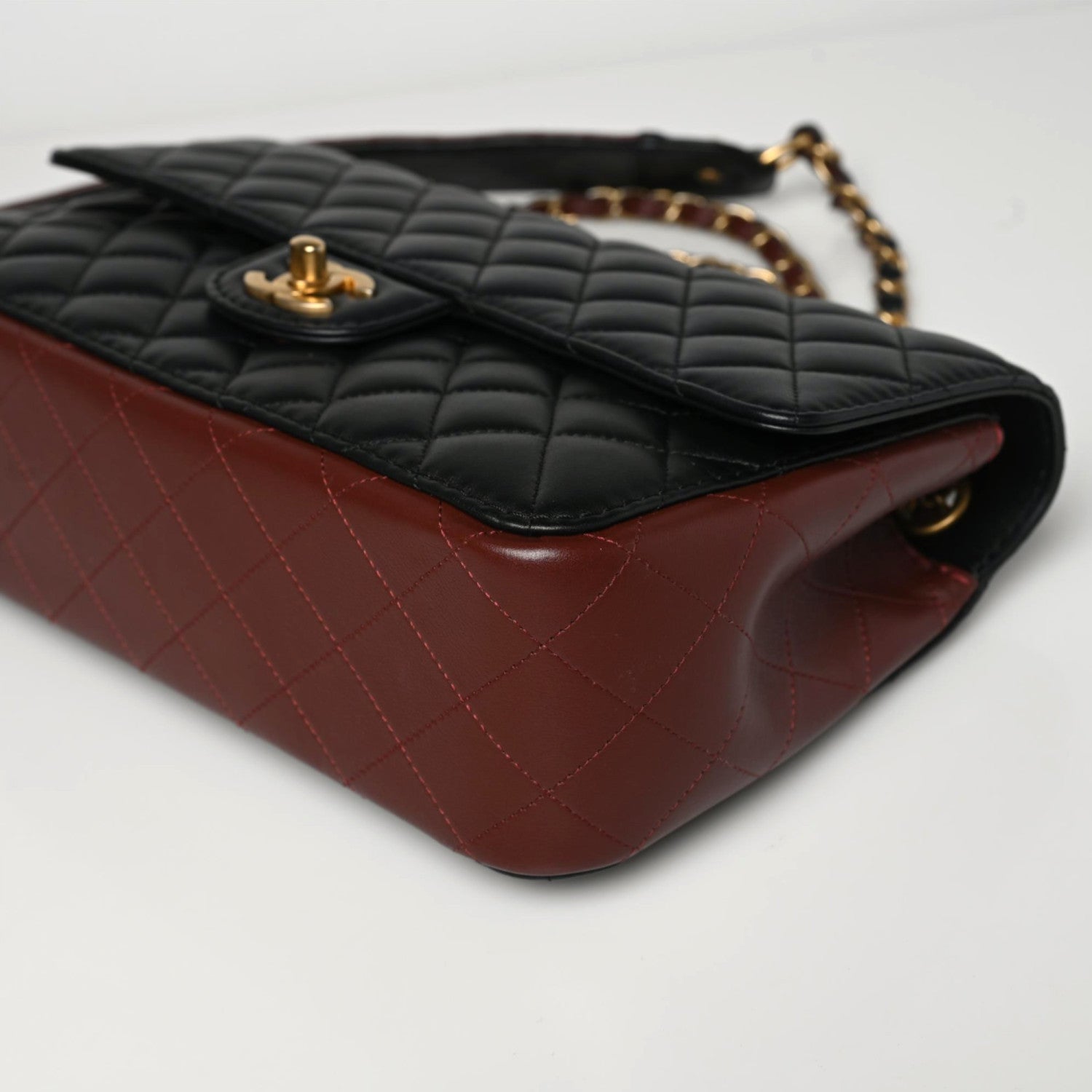 Chanel Calfskin Quilted Strap Into Flap Bag Black Brown 6 of 9