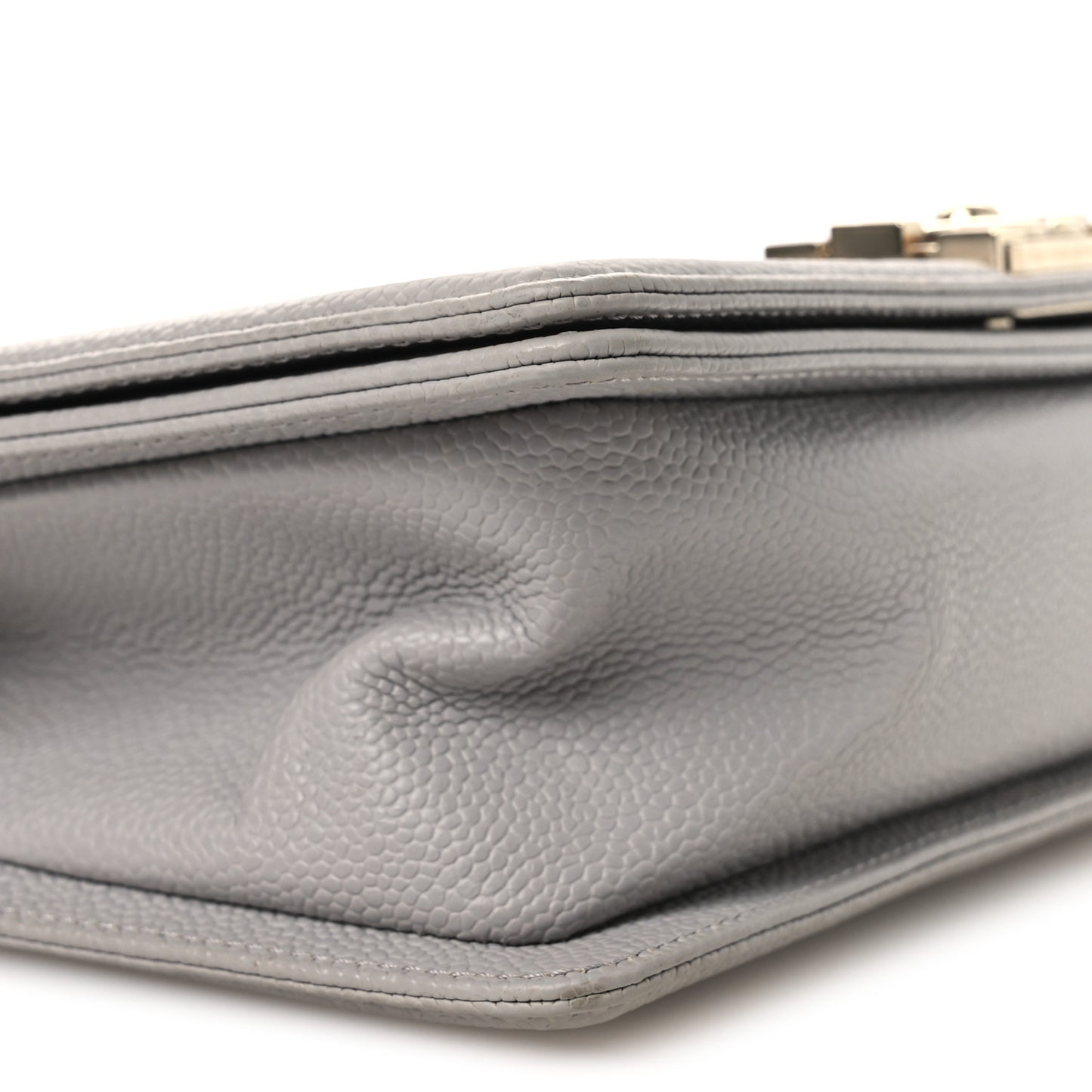 Caviar Quilted Medium Boy Flap Grey