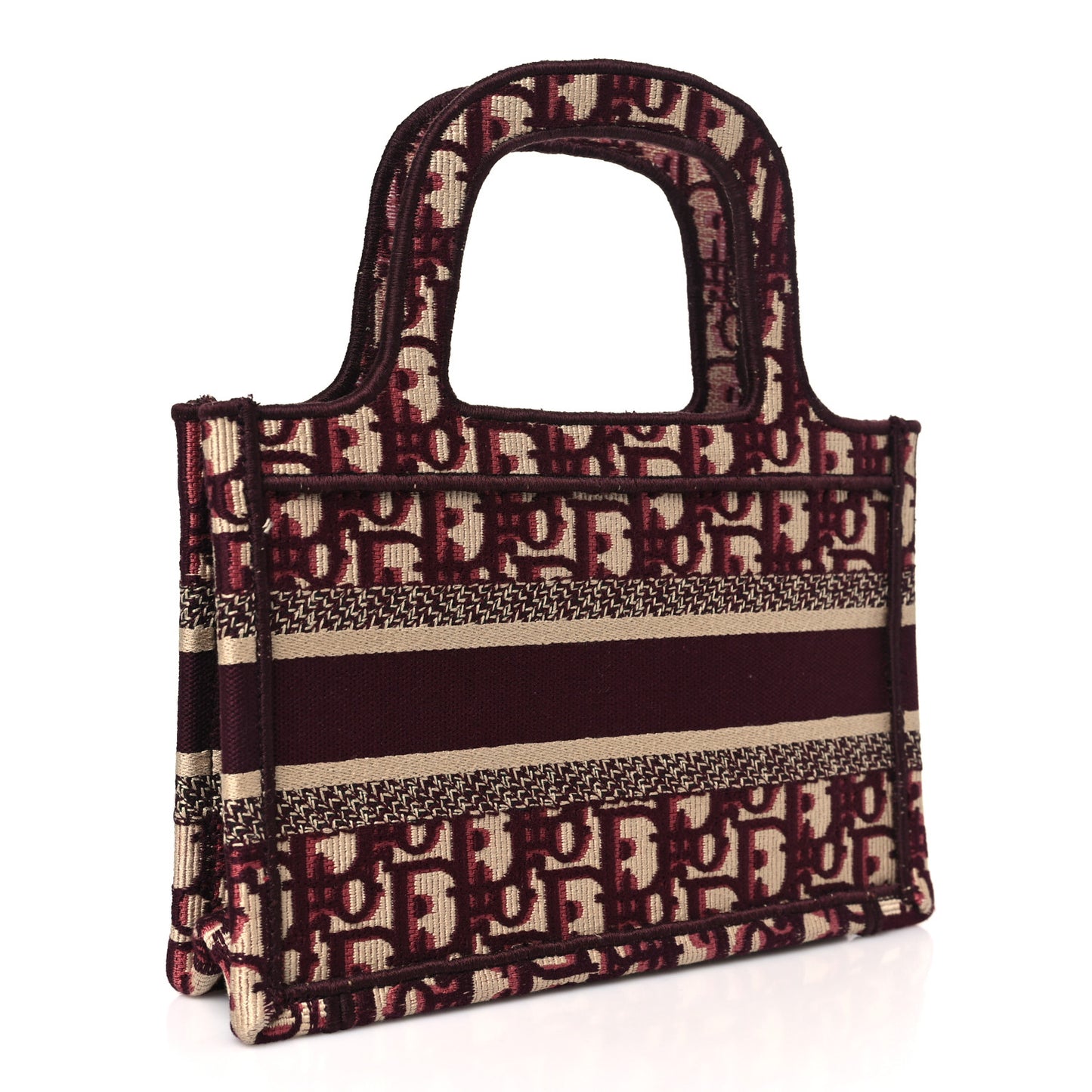 Oblique Mini Book Tote Burgundy Multicolor