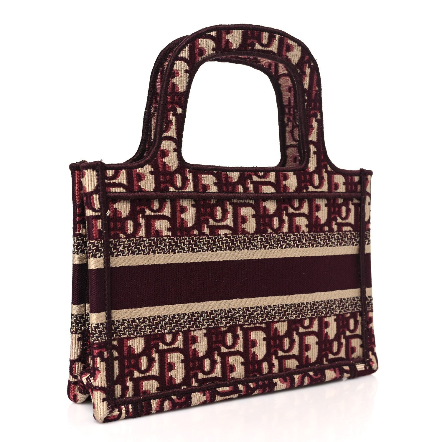 Christian Dior Oblique Mini Book Tote Burgundy Multicolor 3 of 9
