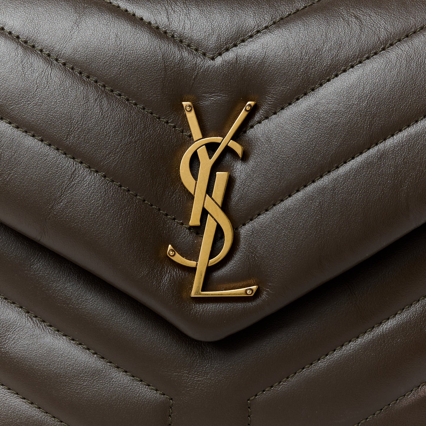 Calfskin Y Quilted Monogram Small Loulou Chain Satchel Soil Brown