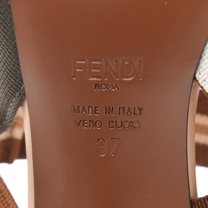 Fendi Technical Mesh FF Colibri 55mm Slingback Pumps 37 Tobacco Moro Camelia Beige Caramello 6 of 10