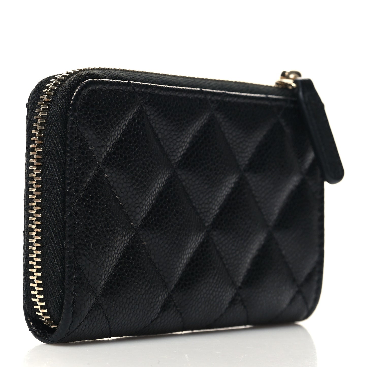 Caviar Quilted Zipped Key Holder Case Black