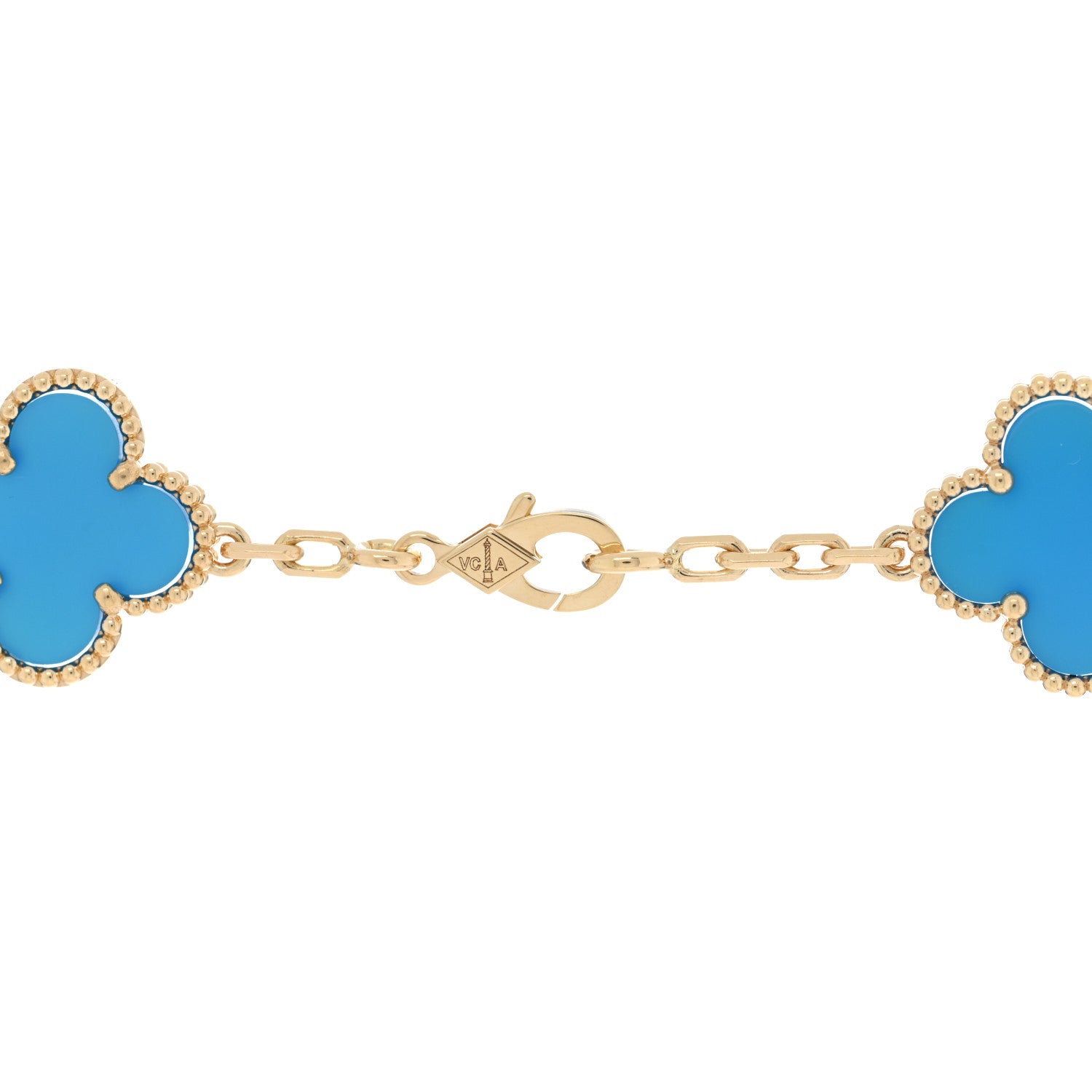 Van Cleef & Arpels 18K Yellow Gold Blue Agate 10 Motifs Vintage Alhambra Necklace 4 of 5
