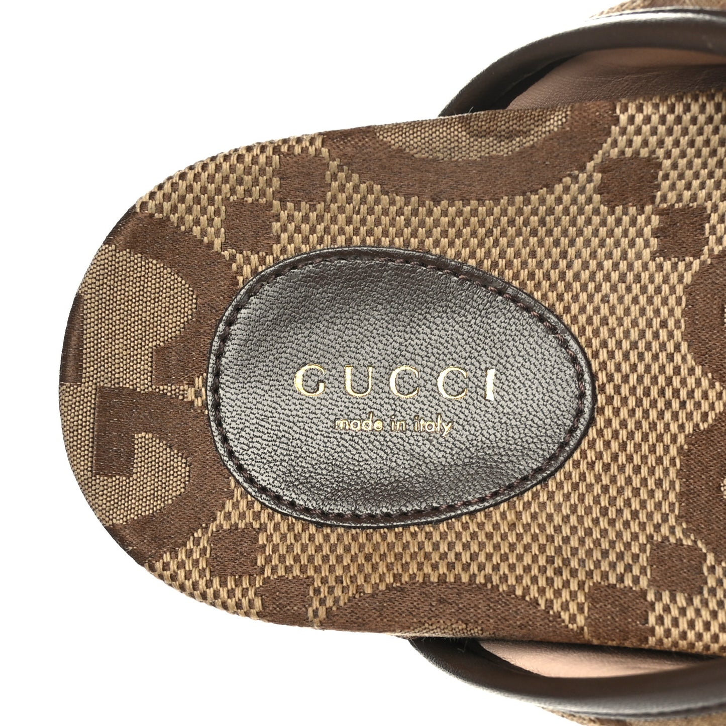 Monogram Jumbo GG Nappa Samoa Platform 40mm Slide Sandals 39 Camel Ebony New Acero
