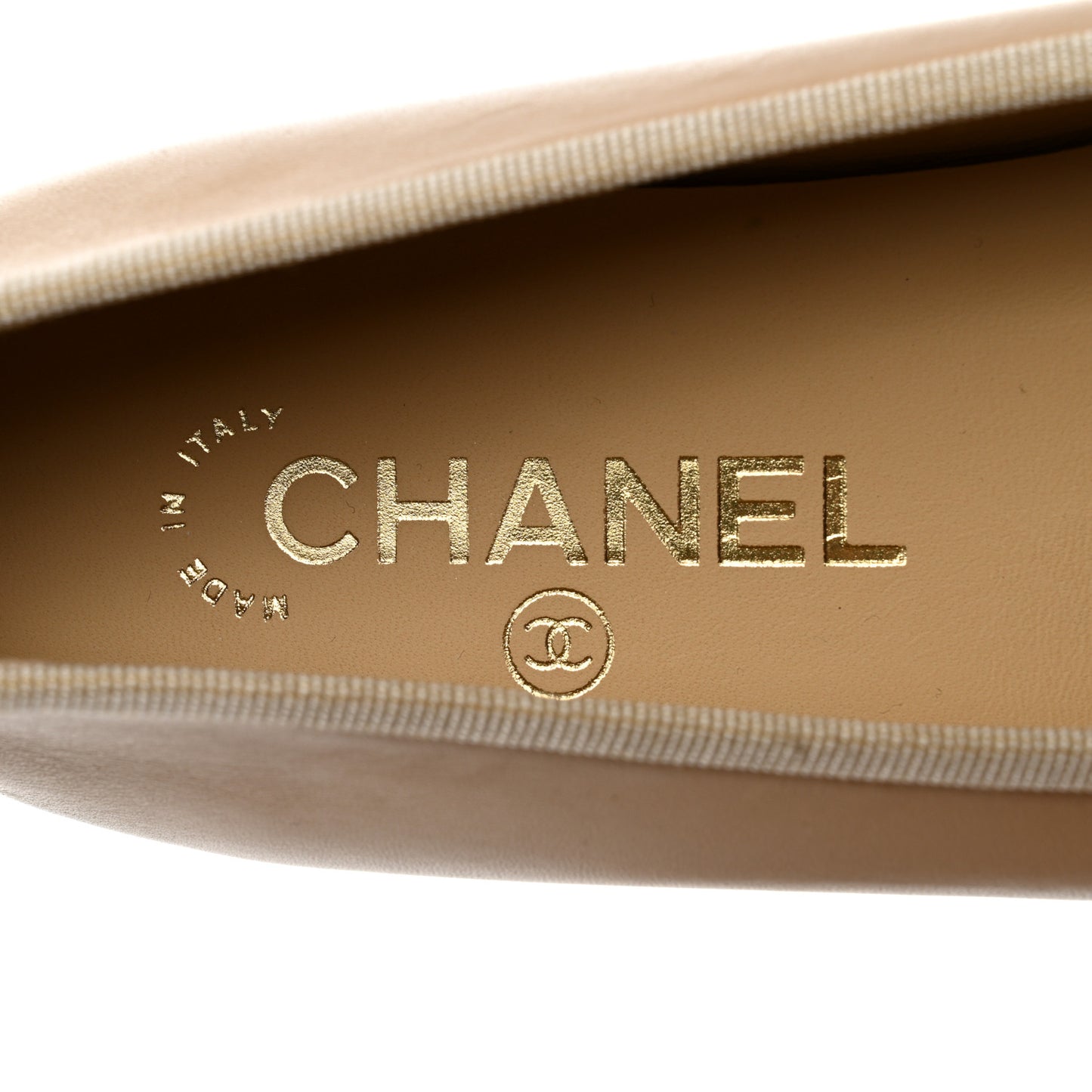 Lambskin Cap Toe CC Ballerina Flats 37 Beige Black