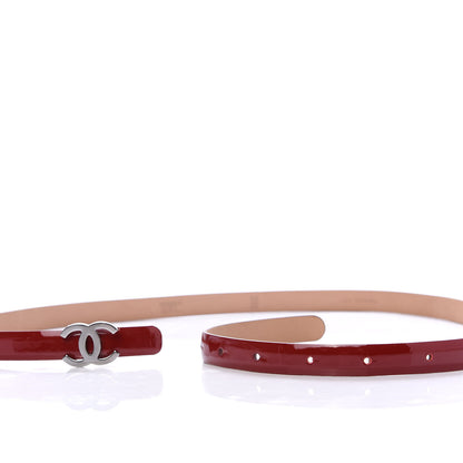 Chanel Patent Calfskin CC Logo Skinny Belt 95 38 Red 4 of 4