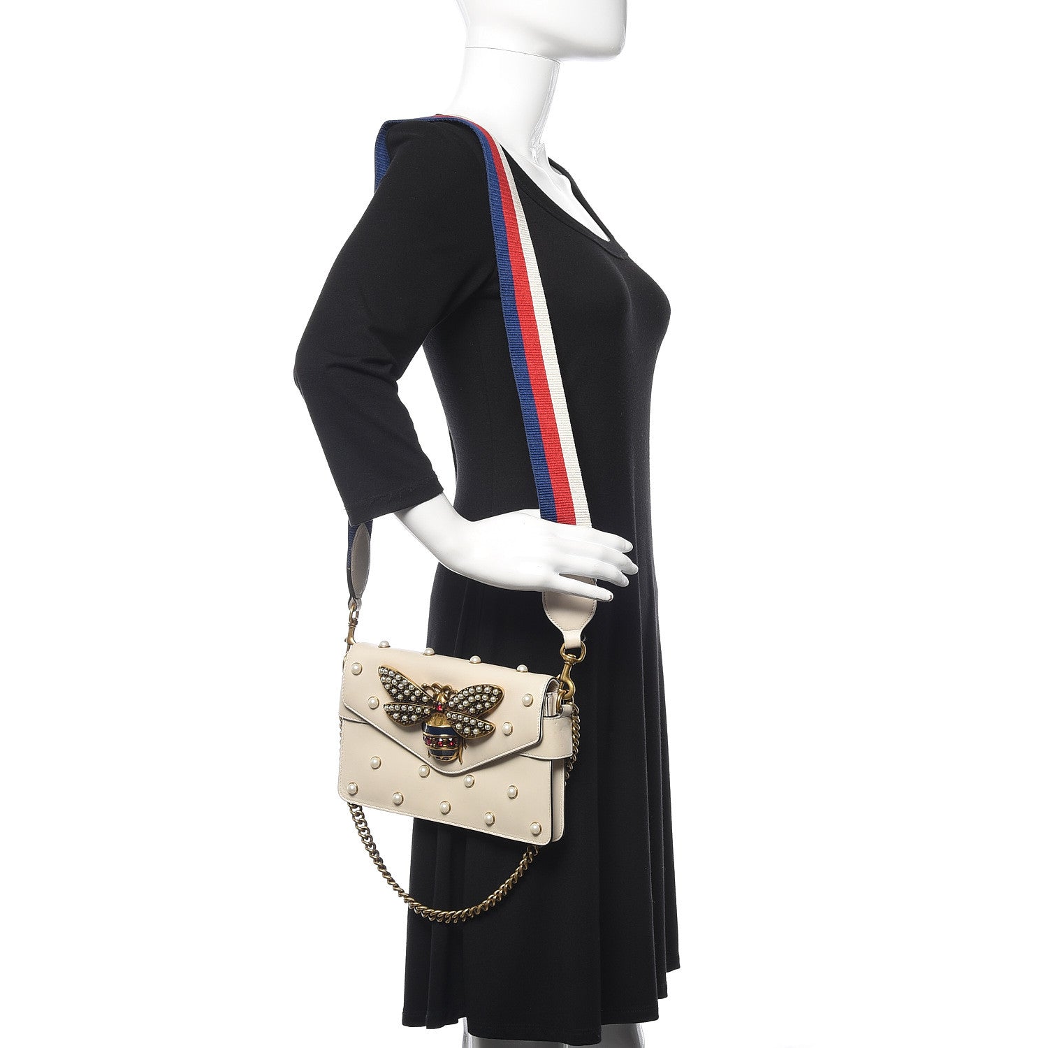 Gucci Nappa Pearl Studded Mini Queen Margaret Broadway Shoulder Bag Mystic White 2 of 15
