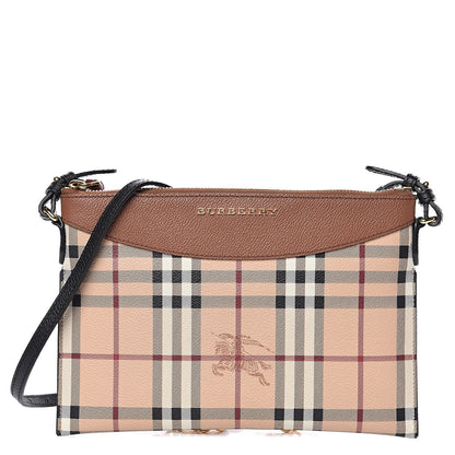 Burberry Haymarket Check Peyton Crossbody Clutch Bag Toffee 1 of 11