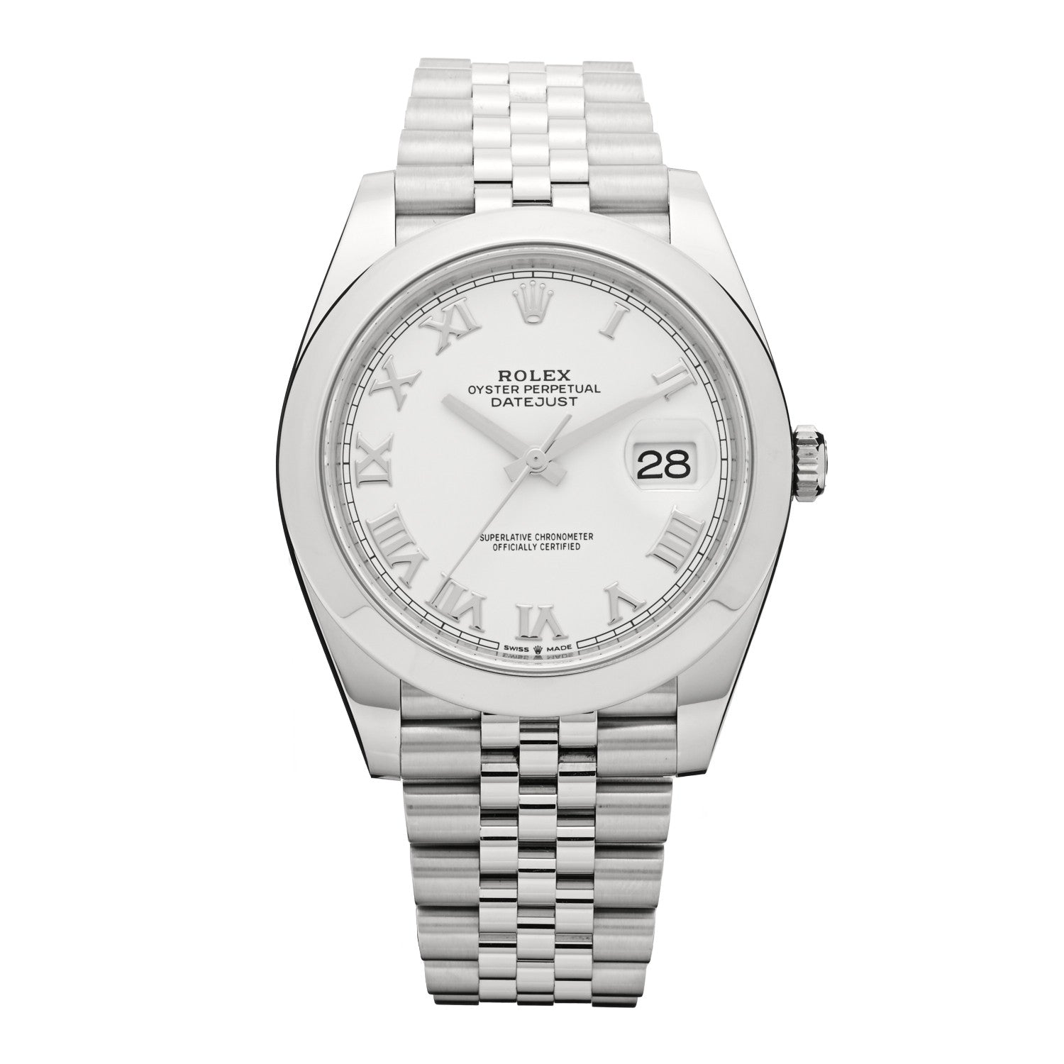 Rolex Stainless Steel 41mm Oyster Perpetual Datejust Watch White Roman 126300 1 of 5