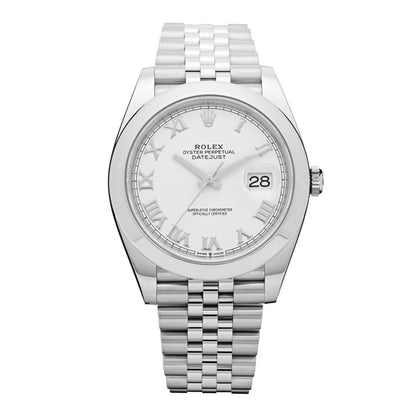 Rolex Stainless Steel 41mm Oyster Perpetual Datejust Watch White Roman 126300 1 of 5