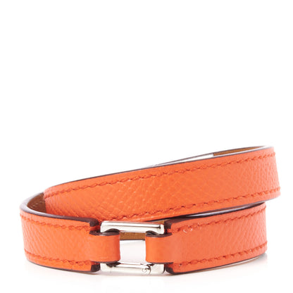 Hermes Epsom Rivale Double Tour Bracelet S Orange Poppy 3 of 7