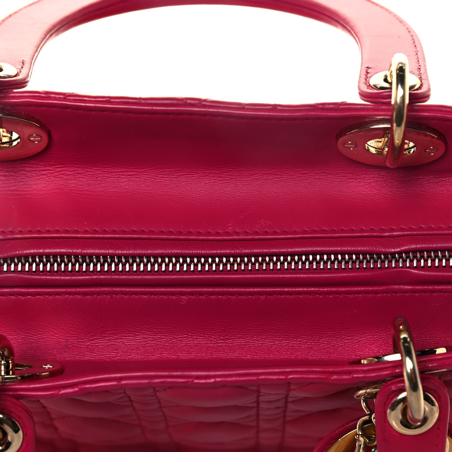 Christian Dior Lambskin Cannage Large Lady Dior Fuchsia 11 of 15