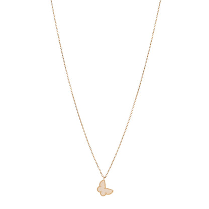 Van Cleef & Arpels 18K Yellow Gold Mother of Pearl Sweet Alhambra Butterfly Pendant Necklace 1 of 4