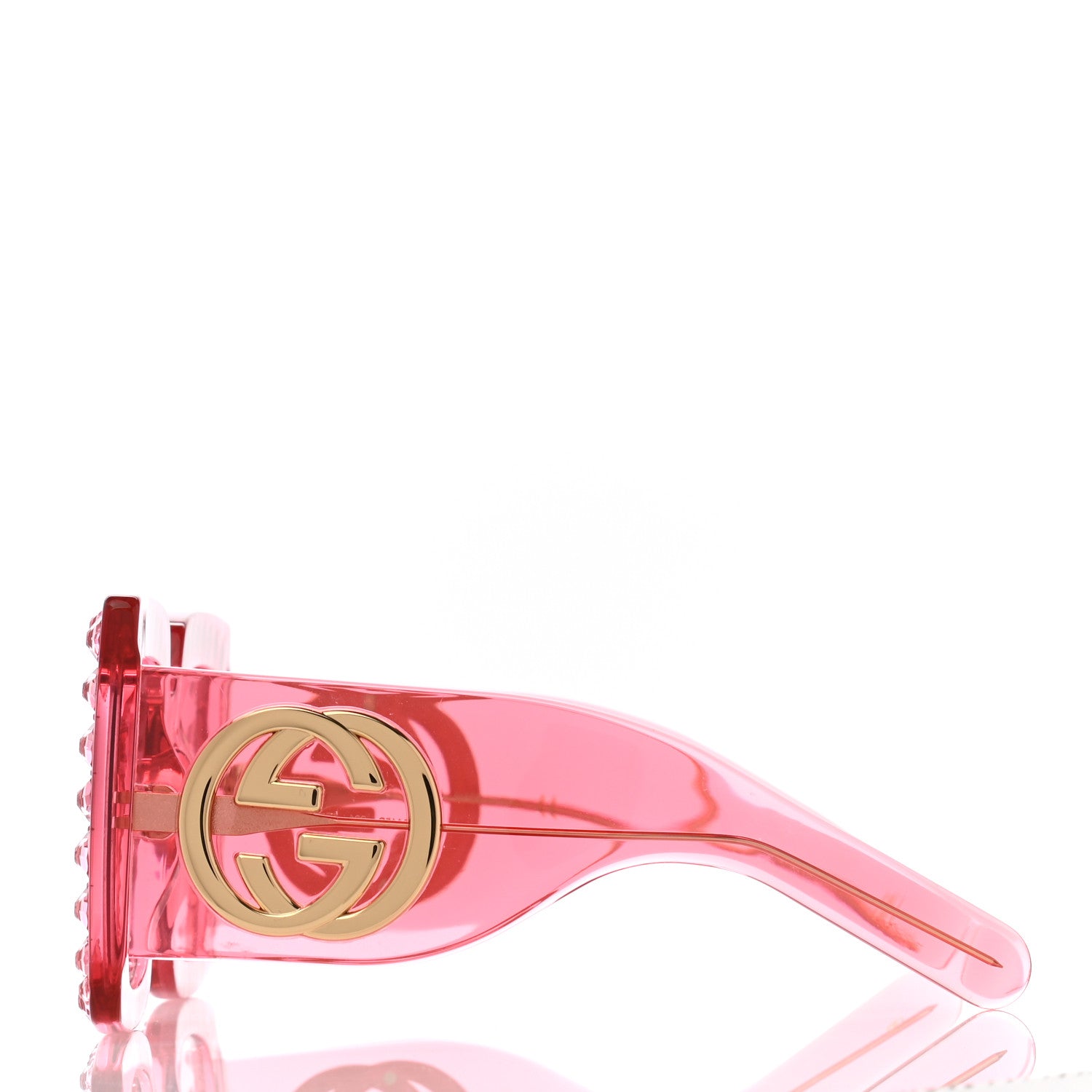 Gucci Acetate Crystal Oversize Sunglasses GG0148S Pink 3 of 9