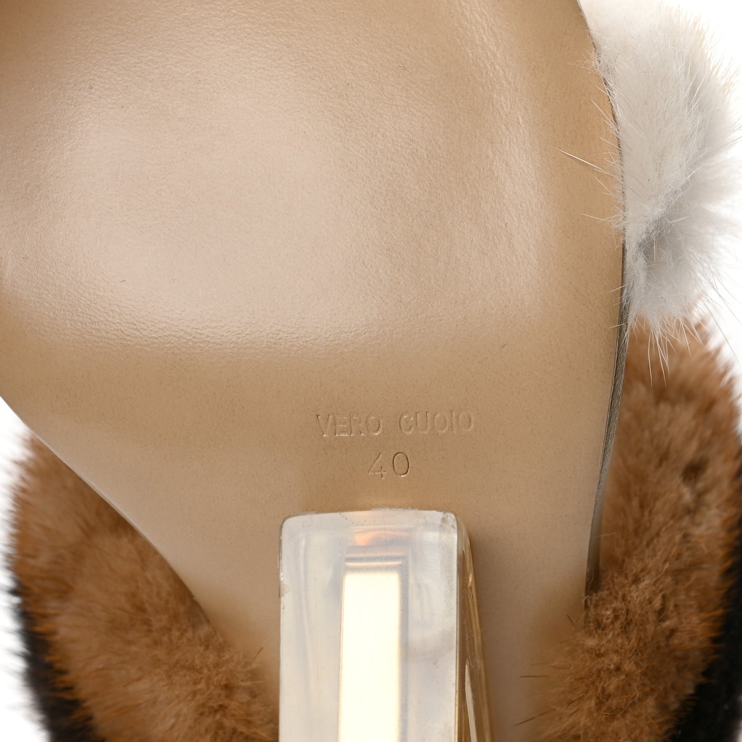 Mink Ayers Lucite Fendi First 95mm Sandals 40 Natural Brown