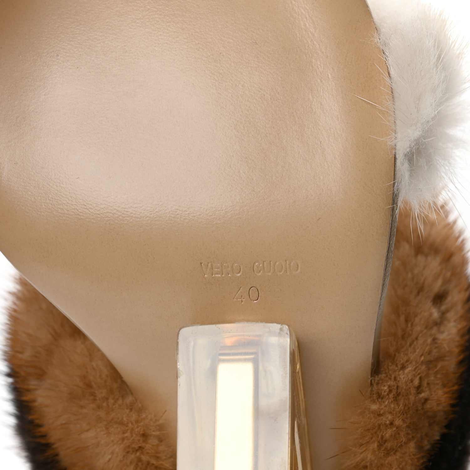 Fendi Mink Ayers Lucite Fendi First 95mm Sandals 40 Natural Brown 7 of 7
