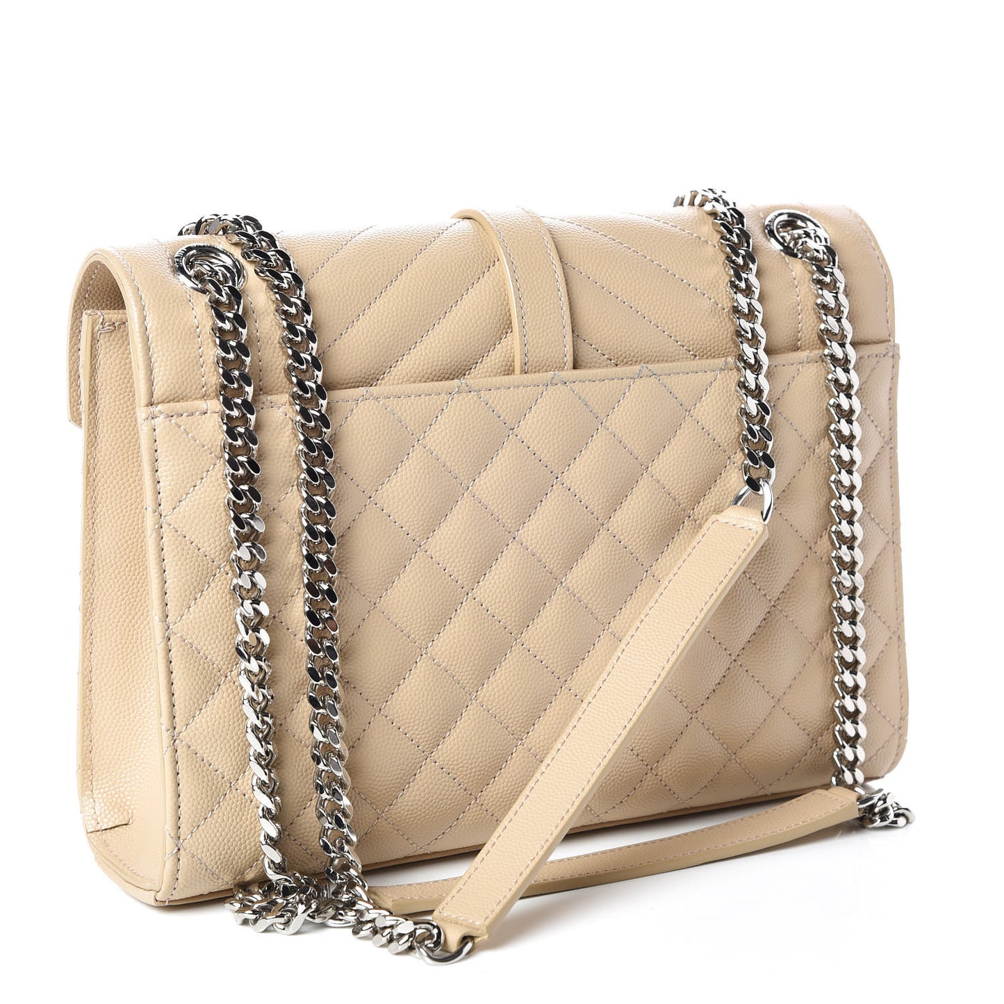 Grain De Poudre Textured Mixed Matelasse Medium Triquilt Monogram Satchel Nude Powder