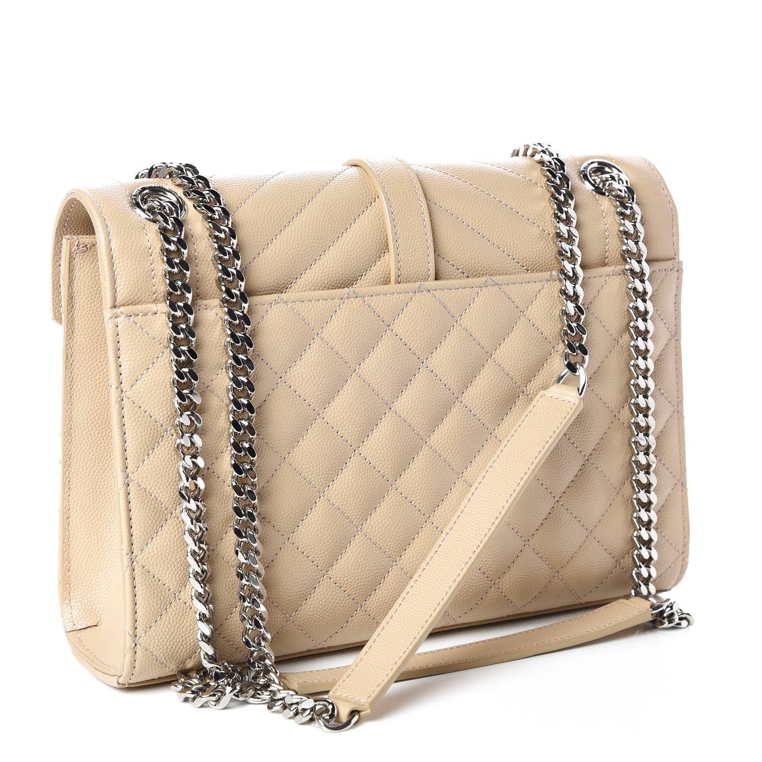Saint Laurent Grain De Poudre Textured Mixed Matelasse Medium Triquilt Monogram Satchel Nude Powder 3 of 10
