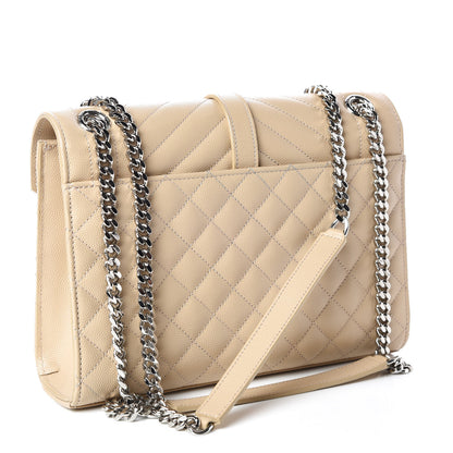 Saint Laurent Grain De Poudre Textured Mixed Matelasse Medium Triquilt Monogram Satchel Nude Powder 3 of 10