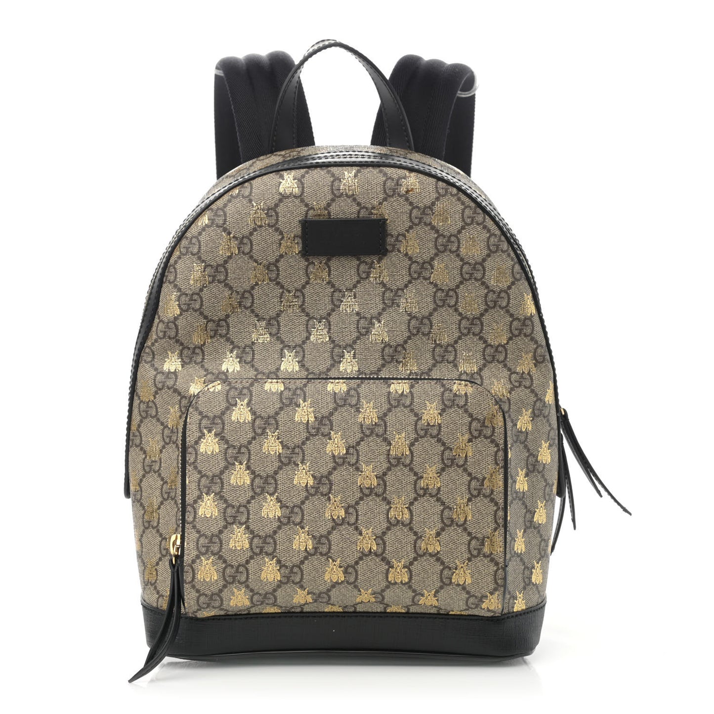 GG Supreme Monogram Bees Print Small Day Backpack Beige Oro Black