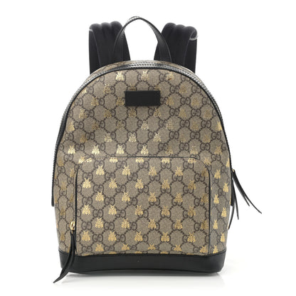 Gucci GG Supreme Monogram Bees Print Small Day Backpack Beige Oro Black 1 of 11