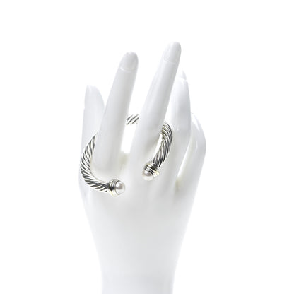 David Yurman Sterling Silver 14K Yellow Gold Pearl 7mm Cable Classics Bracelet 2 of 4