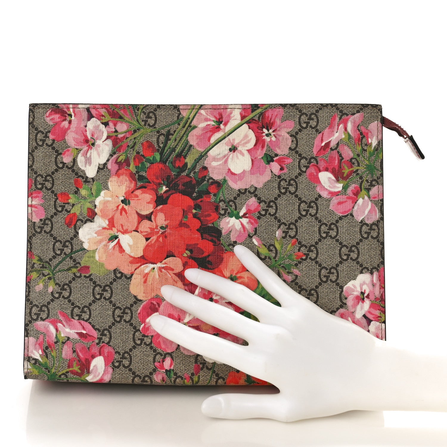 Gucci GG Supreme Monogram Blooms Large Cosmetic Case Beige Multicolor Dry Rose 2 of 10