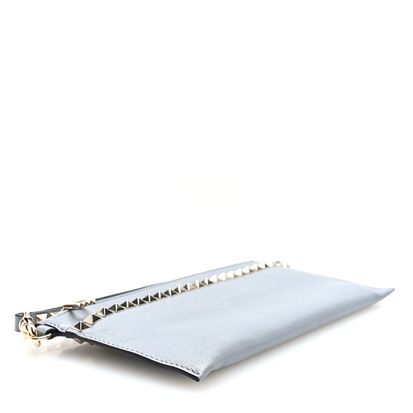 Nappa Rockstud Zip Wristlet Pouch Pastel Grey