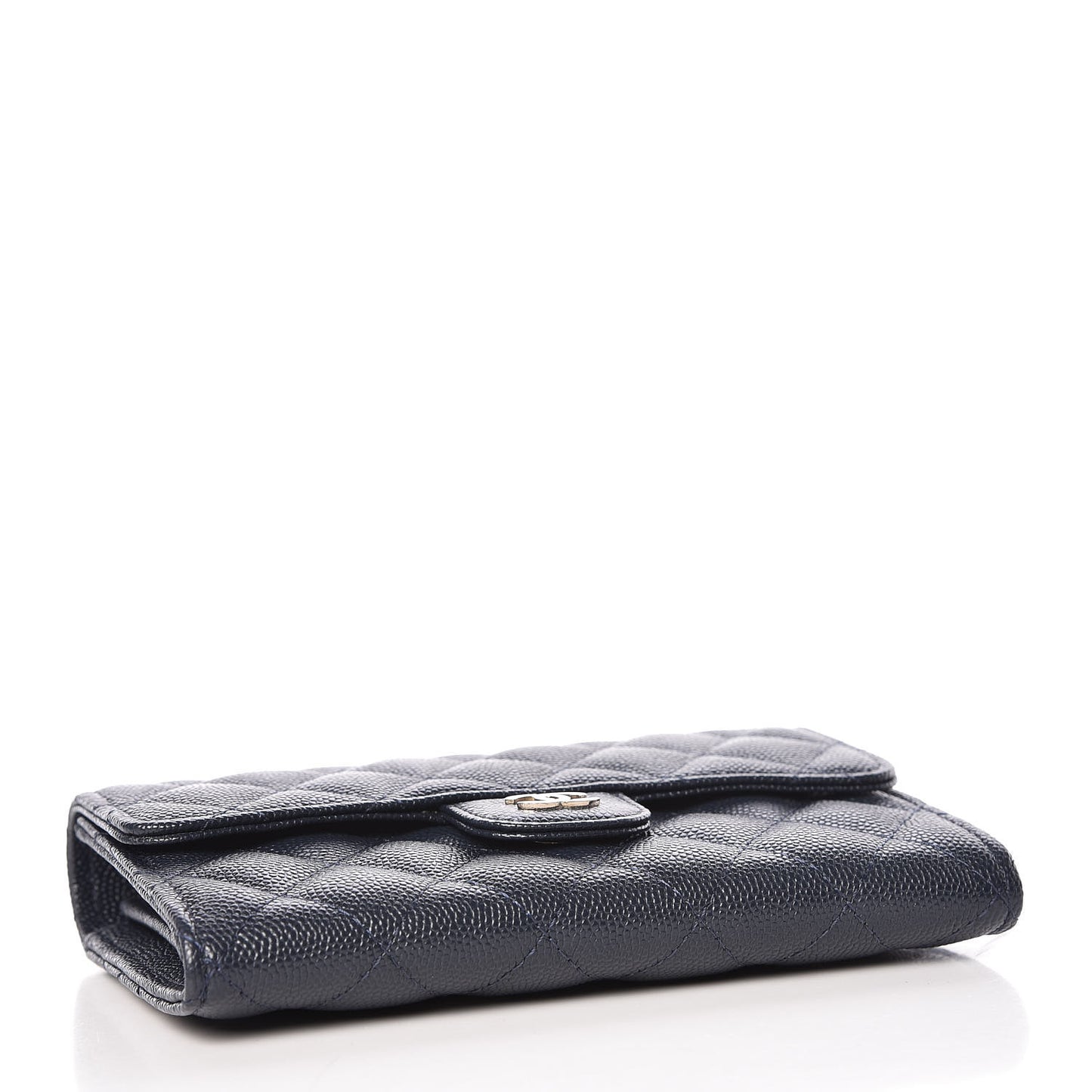 Caviar Quilted Medium Flap Wallet Navy