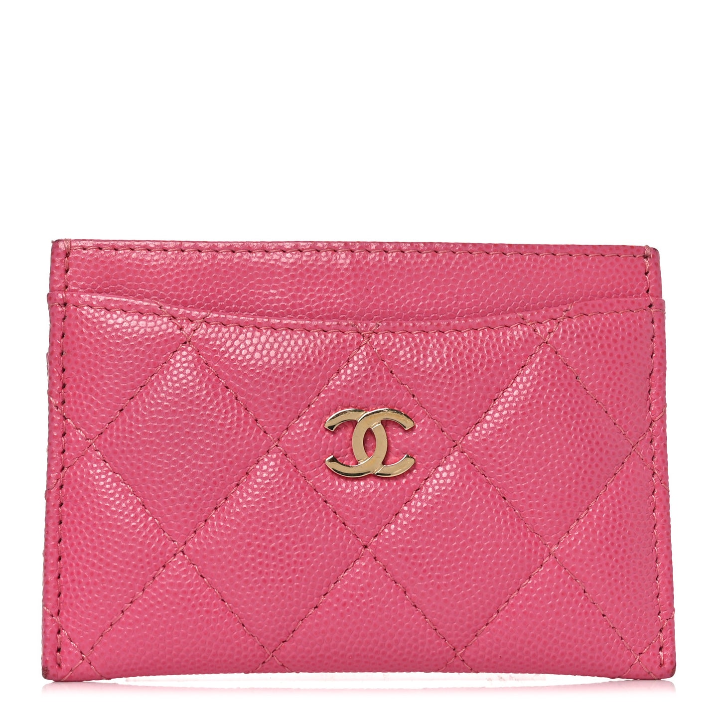 Caviar Quilted Card Holder Dark Pink