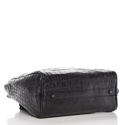 3.1 Phillip Lim 3.1 Calfskin Crocodile Embossed Small Ryder Satchel Tote Bag Black 4 of 12