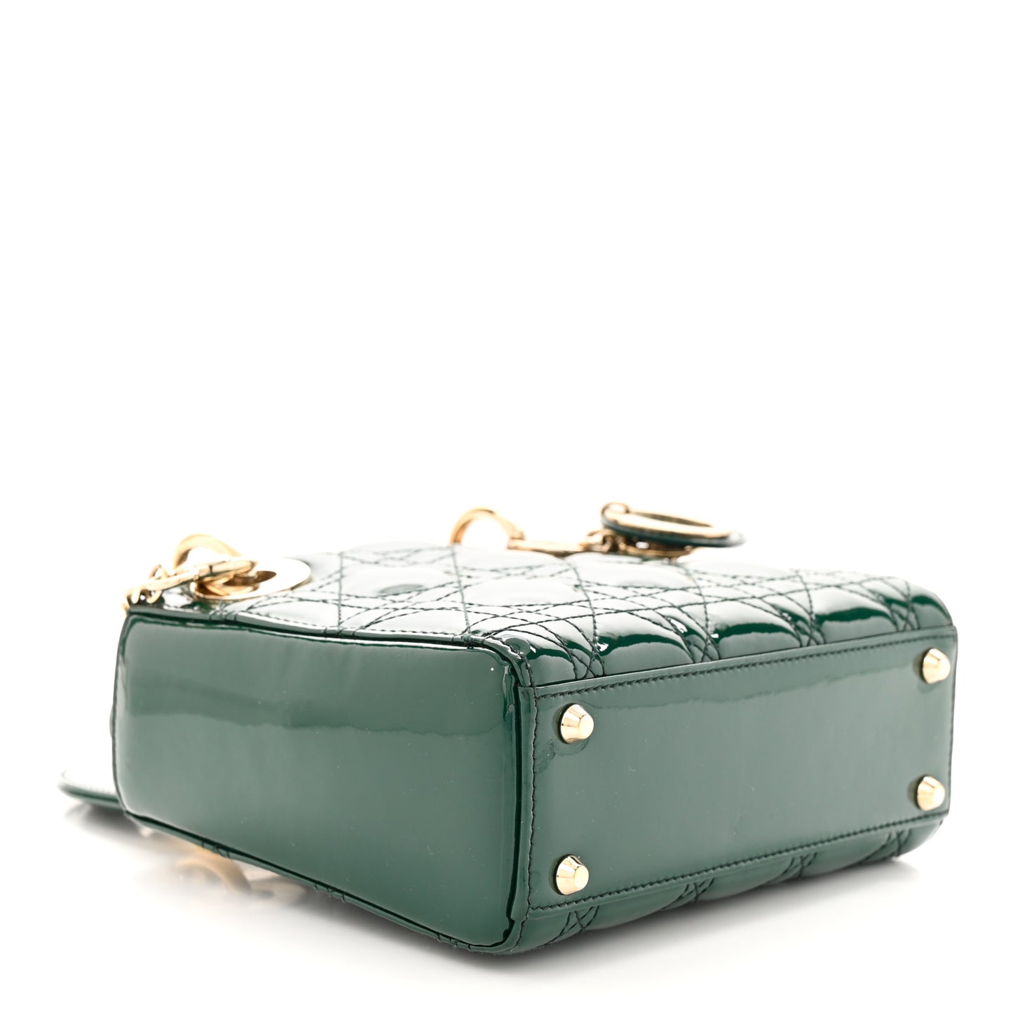 Patent Cannage Mini Lady Dior Dark Green