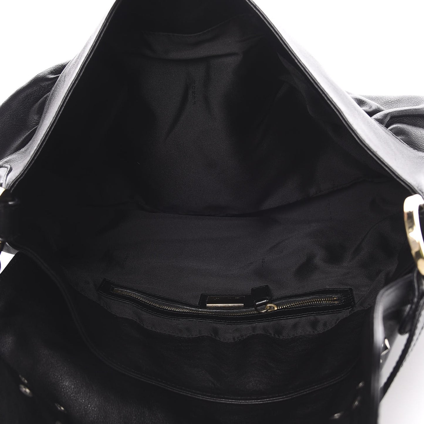 Lambskin Studded Large Chef Shoulder Bag Black