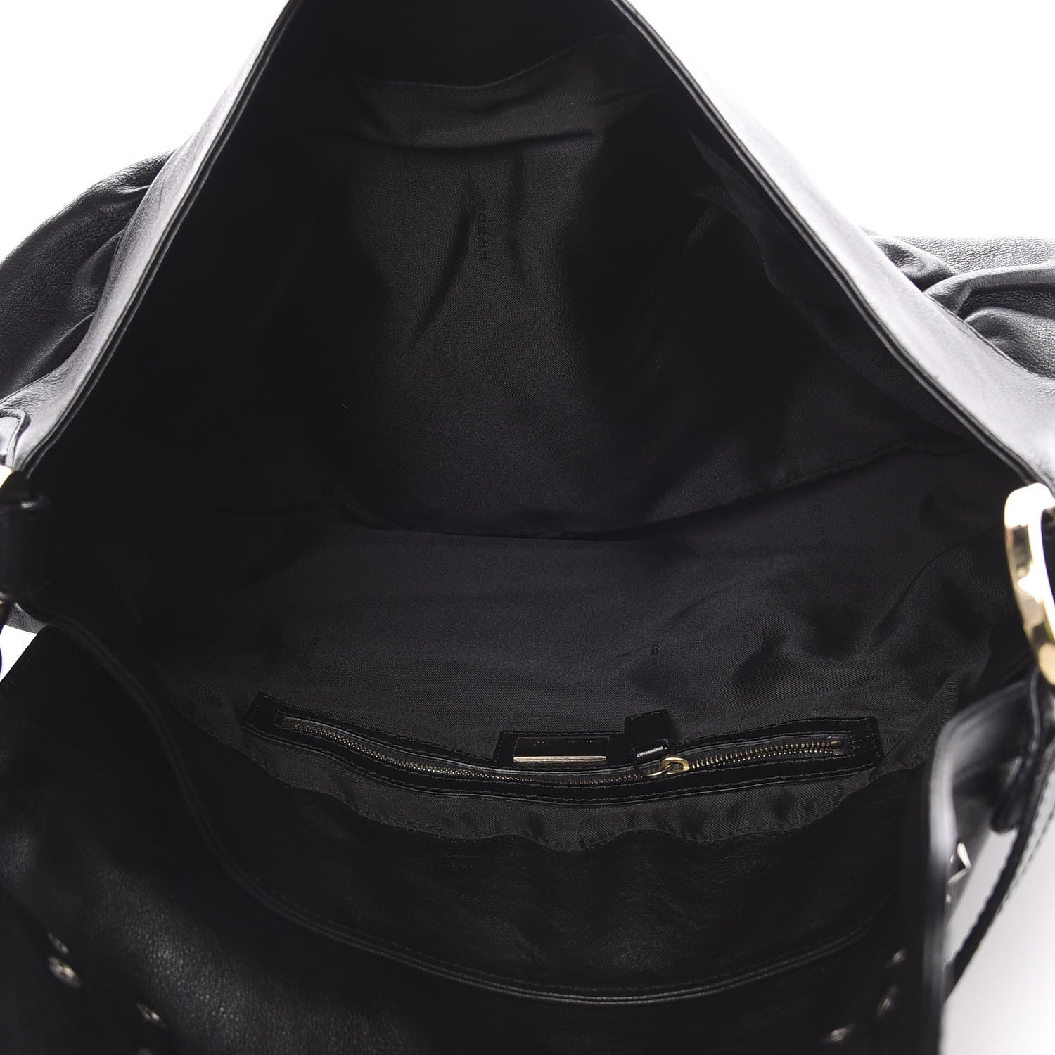 Fendi Lambskin Studded Large Chef Shoulder Bag Black 5 of 12