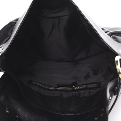 Fendi Lambskin Studded Large Chef Shoulder Bag Black 5 of 12