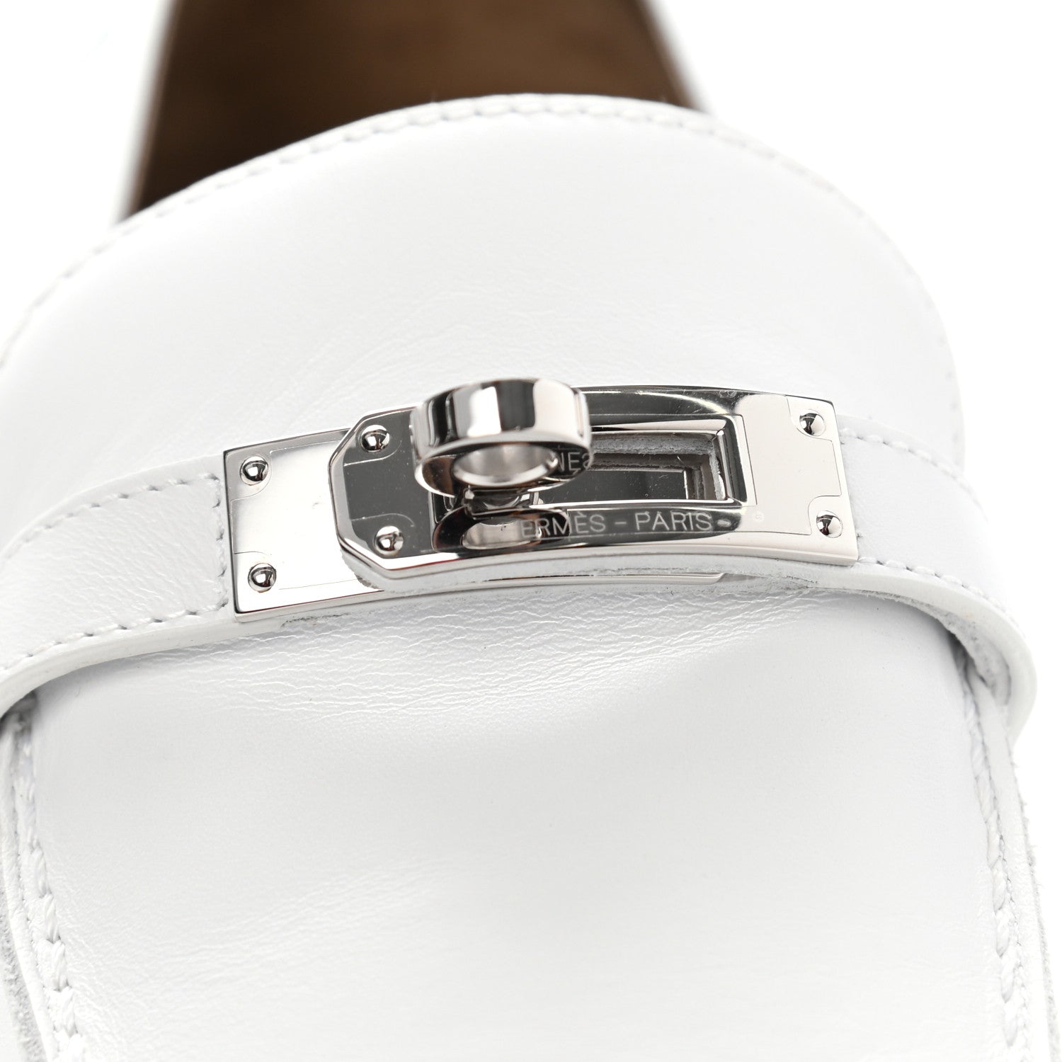 Hermes Calfskin Womens Destin Loafer 37 White 9 of 9