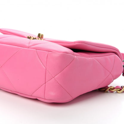 Chanel Shiny Lambskin Quilted Medium Chanel 19 Flap Neon Pink 7 of 11