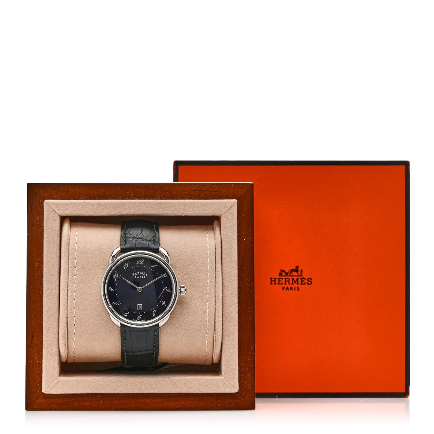 Stainless Steel Alligator 40mm Arceau Quartz Watch Bleu Abysse