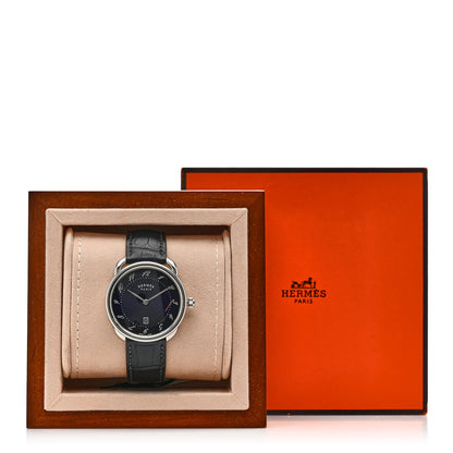 Hermes Stainless Steel Alligator 40mm Arceau Quartz Watch Bleu Abysse 5 of 5