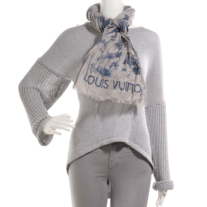 Louis Vuitton Cotton Linen Toile Etole De Louis Pareo Blue 2 of 7