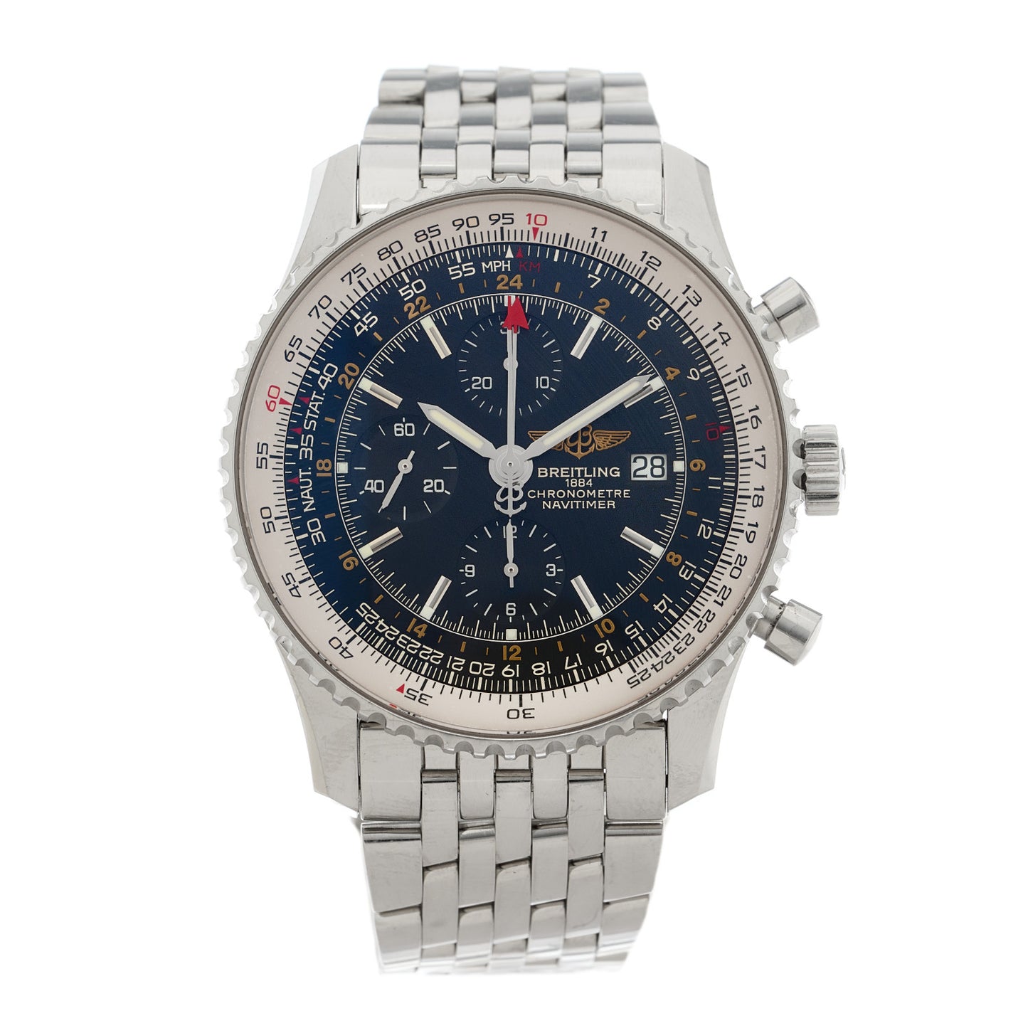Stainless Steel 46mm Navitimer GMT World Automatic Watch Black A24322