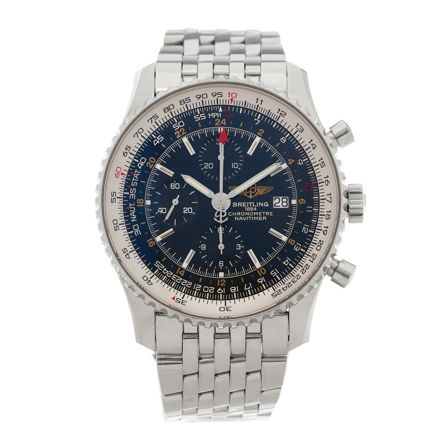 Breitling Stainless Steel 46mm Navitimer GMT World Automatic Watch Black A24322 1 of 4